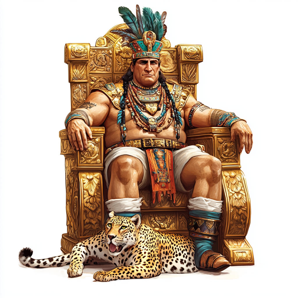 King on Golden Throne with Leopard in Pixar Style 