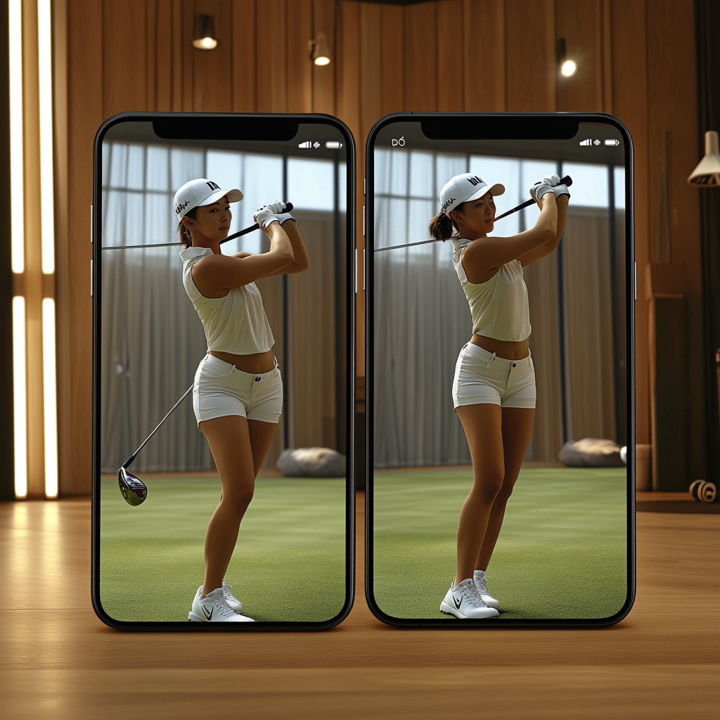 Korean Female Golfer Golf Tutorial Smartphone Screens