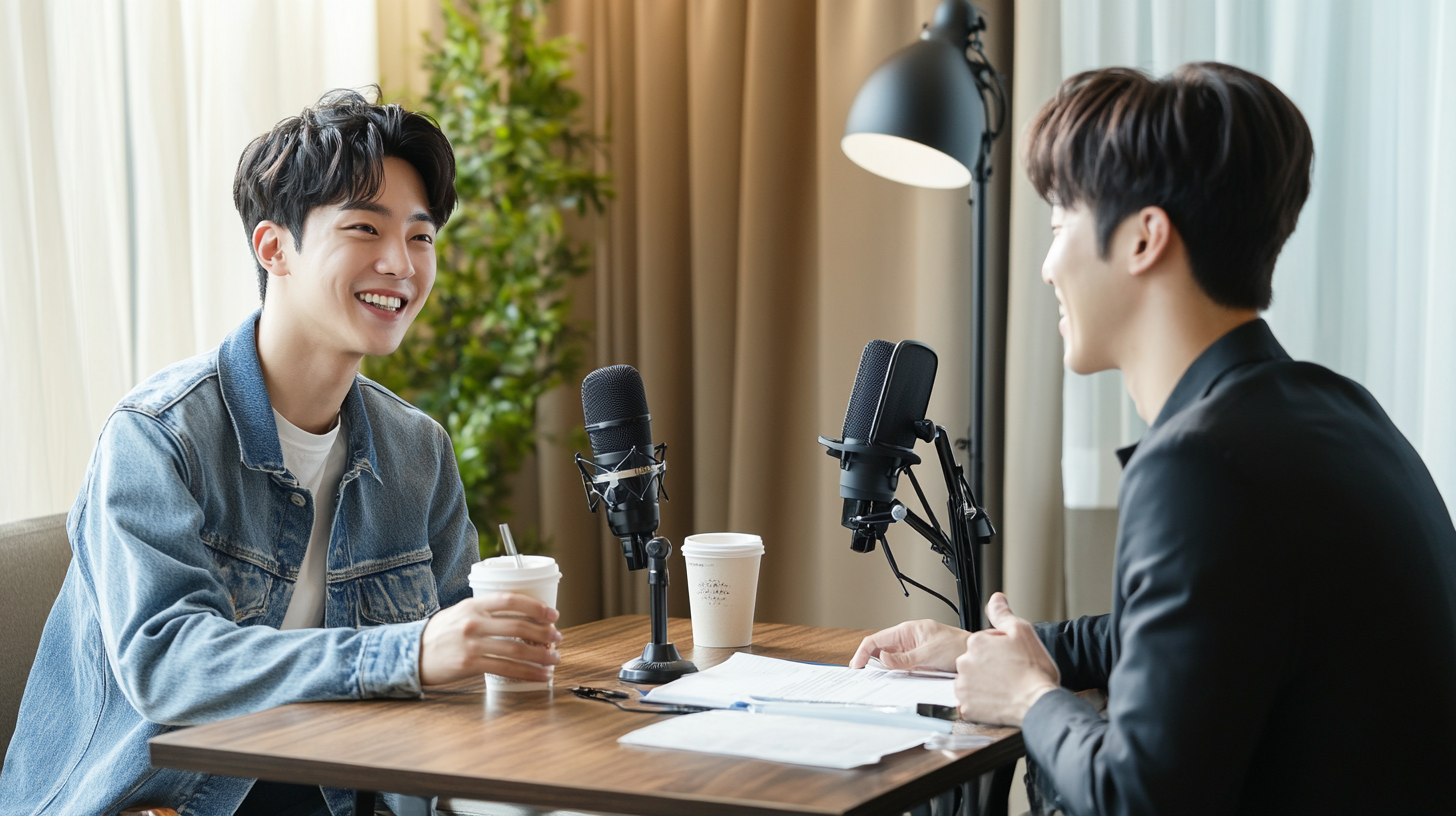 Korean Men Podcast Interview Setting 16:9