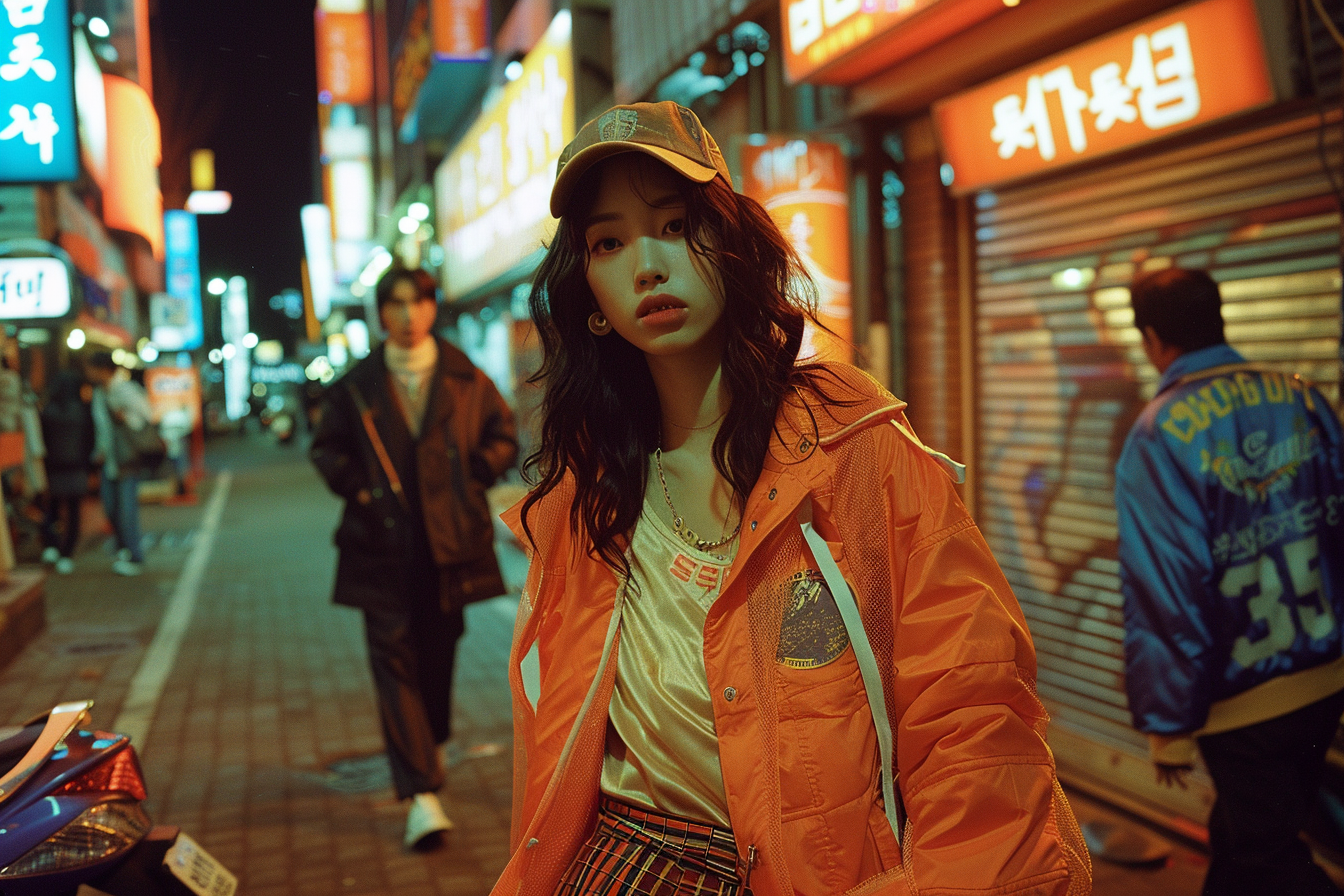 Korean city street fashion: People in stylish clothes