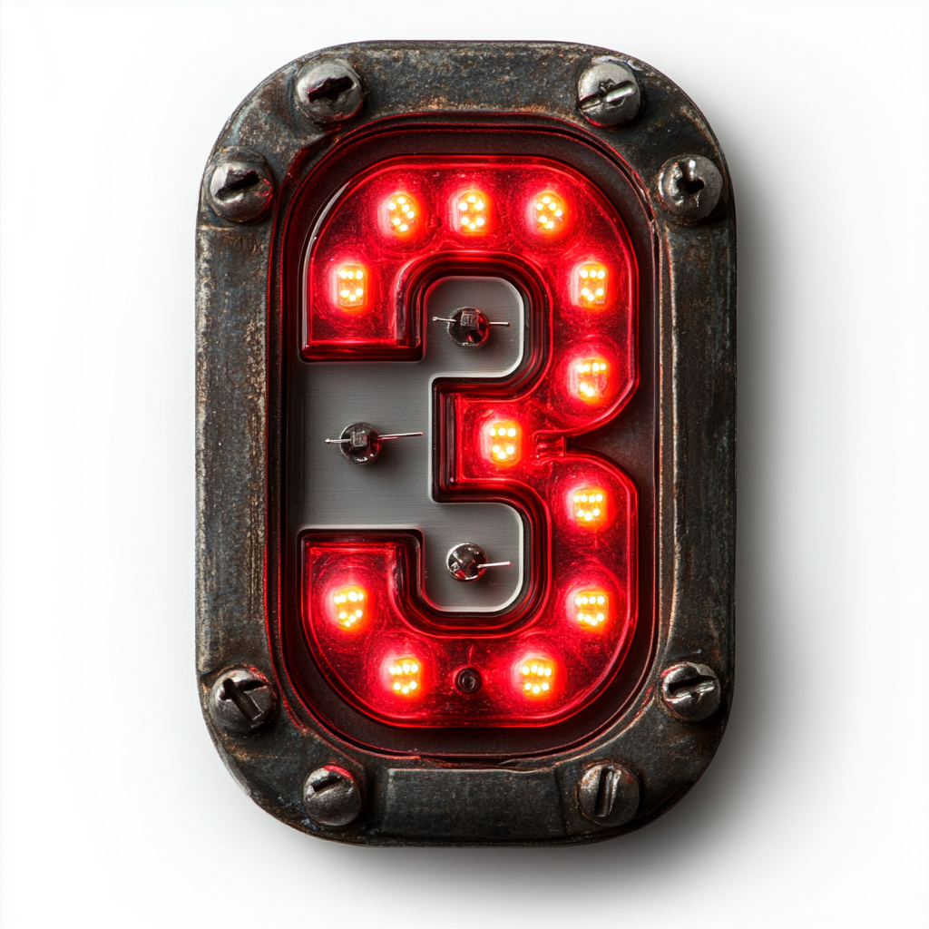 LED display showing number 3 with red segments.