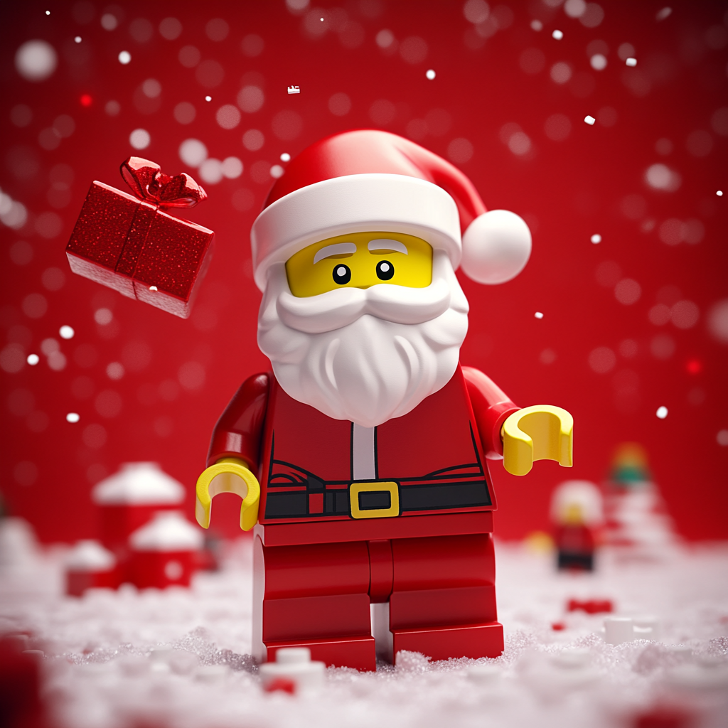 LEGO Santa Claus Portrait in Christmas Village, 8k Raw Style