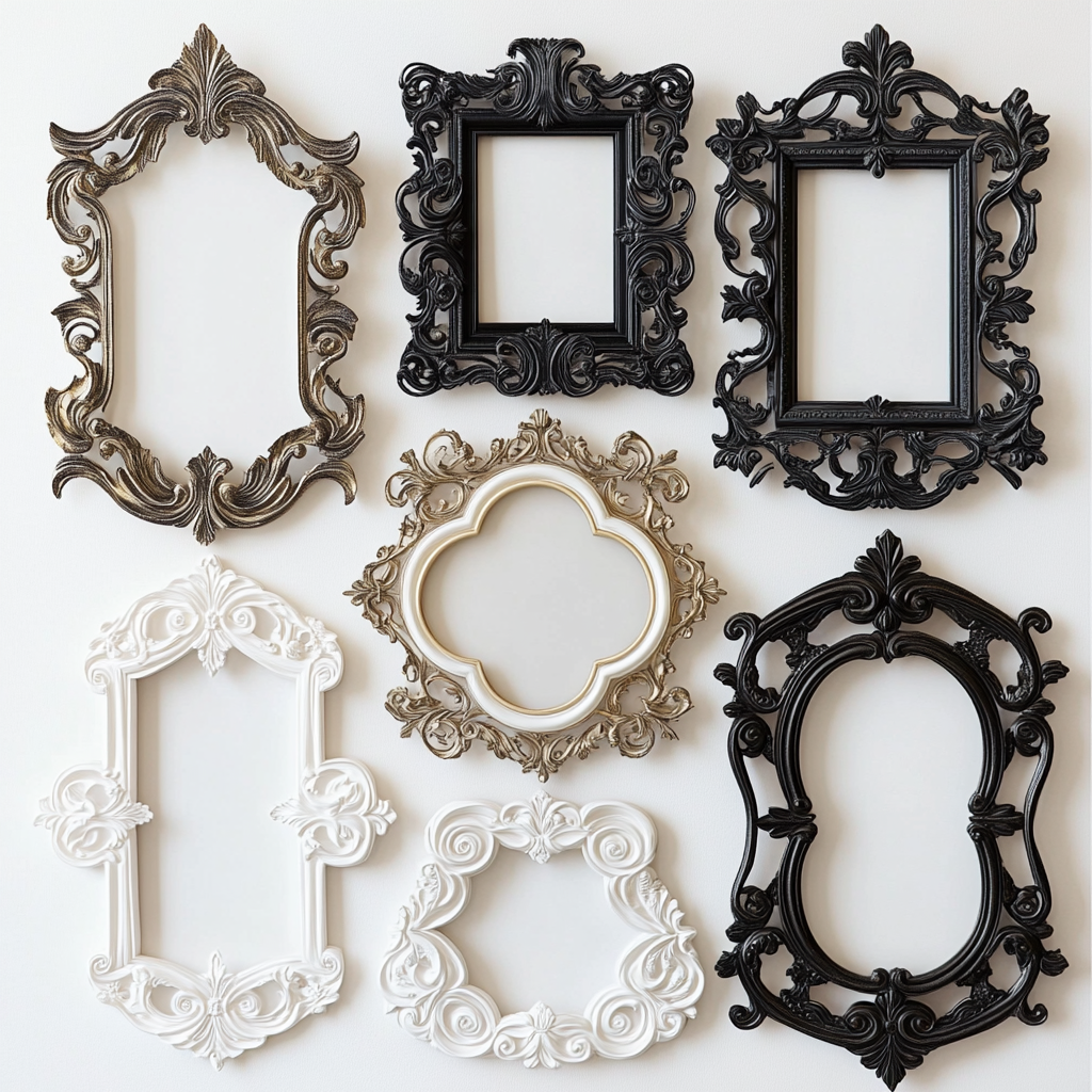 Laser-cut frames for mirrors or decorations