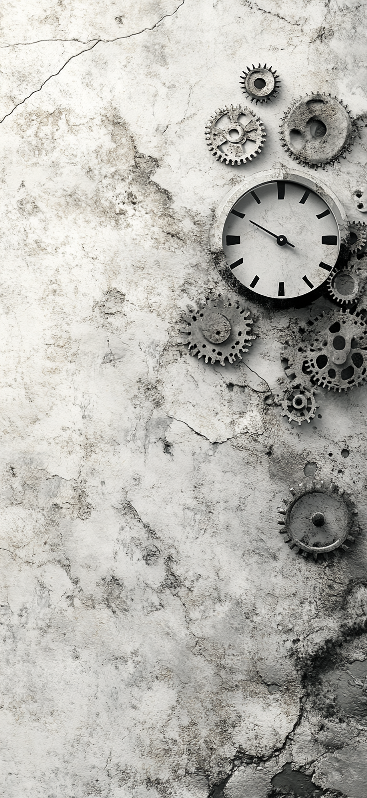 Leadership Time: Clock and Gears On Concrete