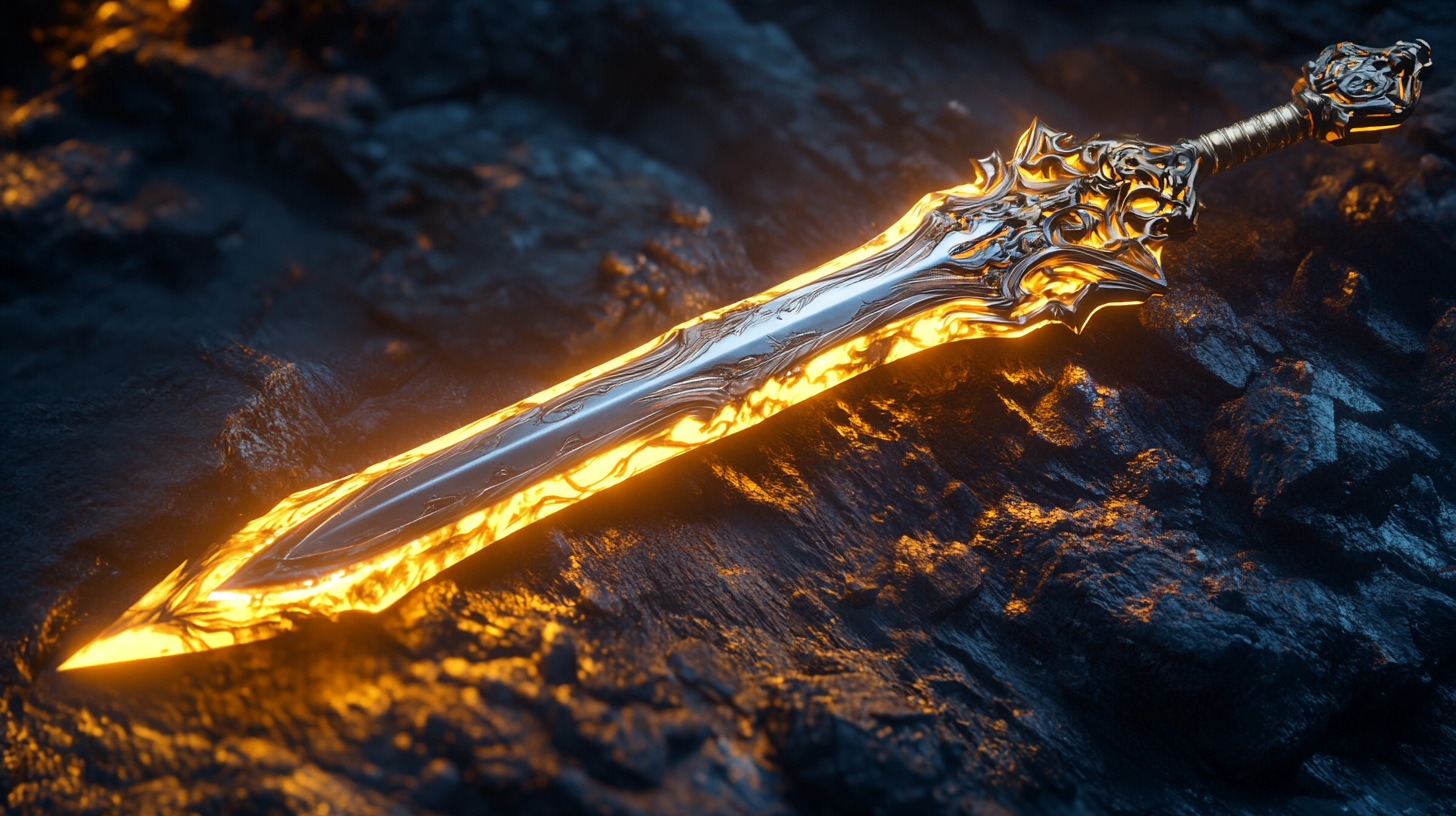 Legendary weapon glowing with powerful magical enchantments.