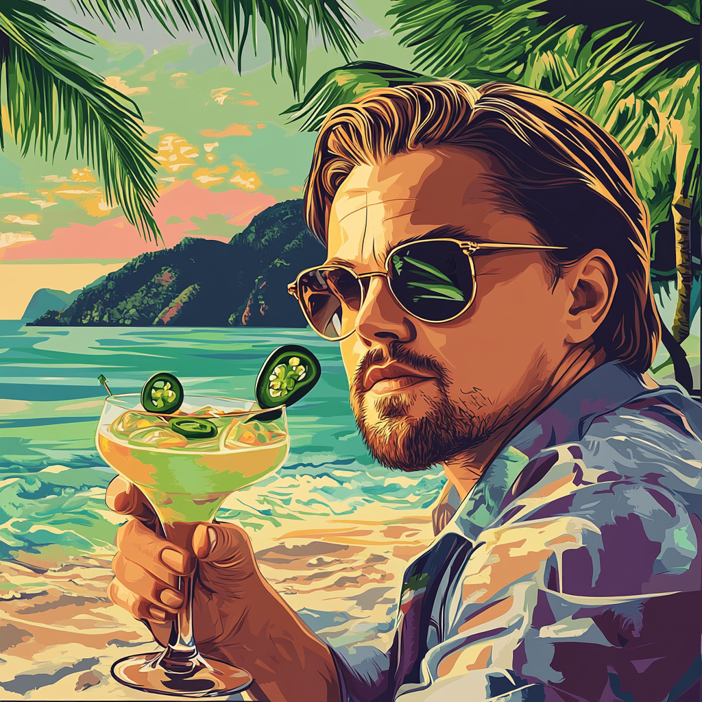 Leonardo Dicaprio drinks tommy margarita with jalapeno.