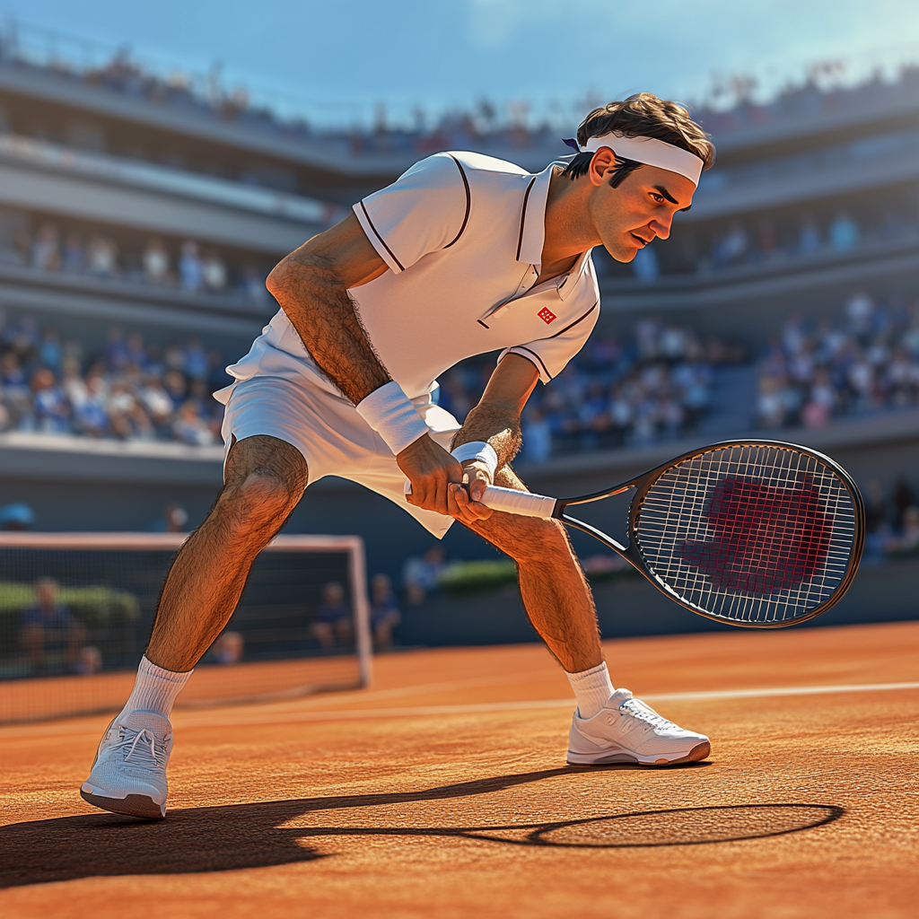 Lifelike image of determined tennis player in action.