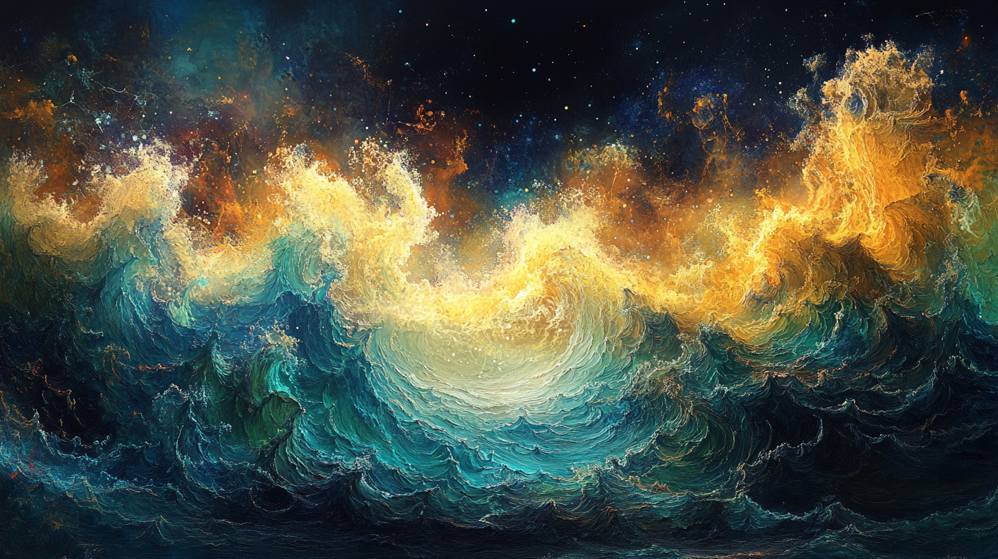 Light Wave Ocean Universe Oil Painting 