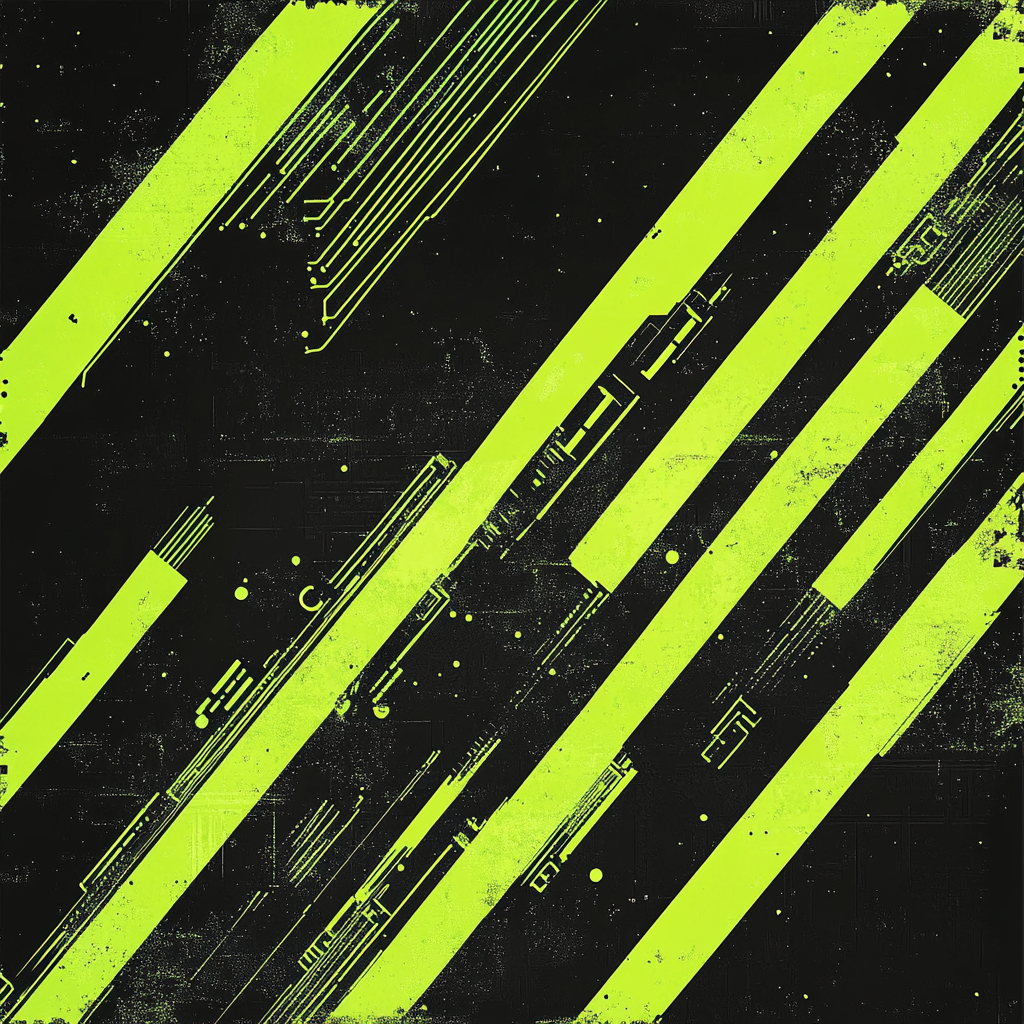 Lime green and black circuitry on European flag design.