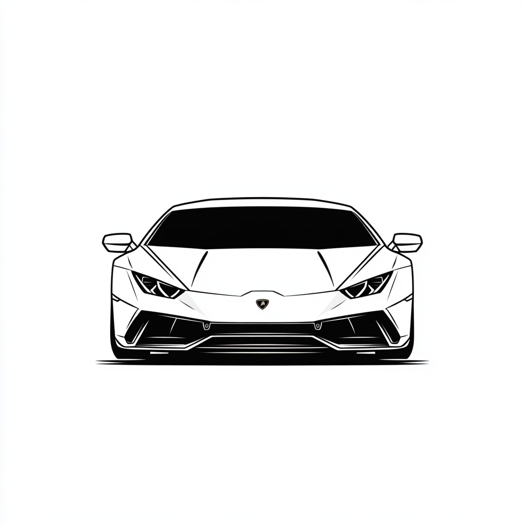 Line drawing of Lamborghini Huracan logo in black