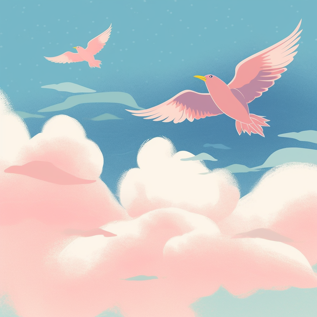 LinkedIn banner with open skies, flying bird, pastel colors.
