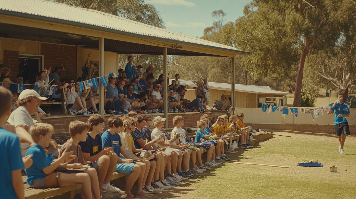 Local cricket game with diverse community and atmosphere.