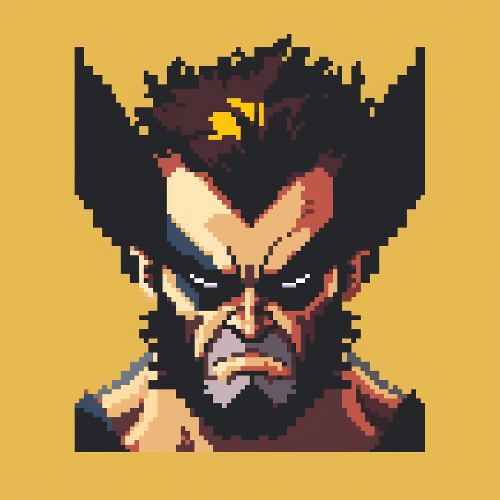 Logan, 8-bit Wolverine Portrait in Video Game Style