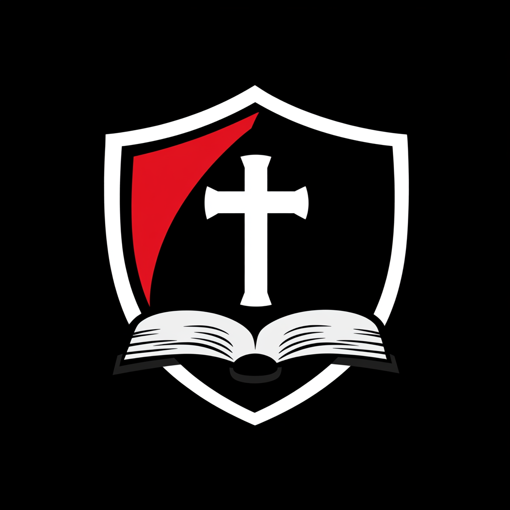 Logo for Christian Airsoft group with Cross on shield.