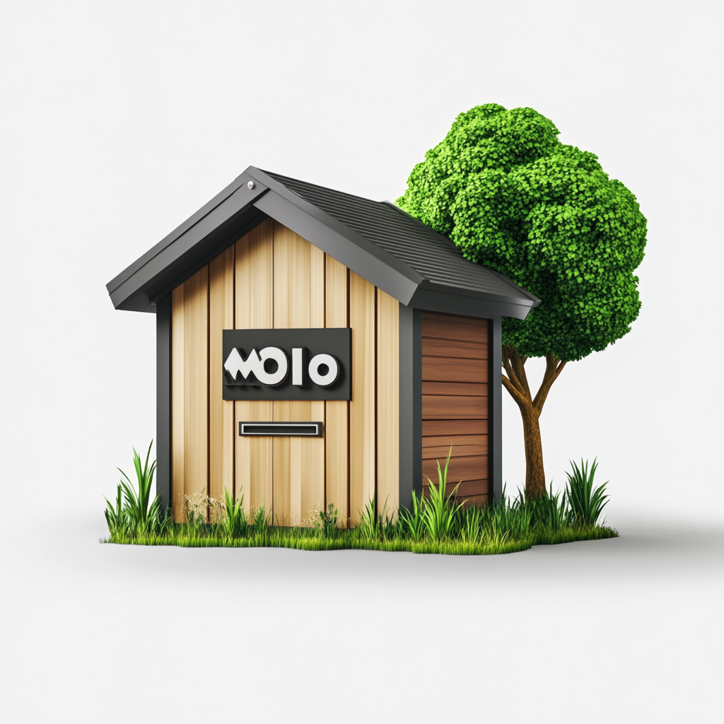 Logo for outdoor storage shed business with realistic design.