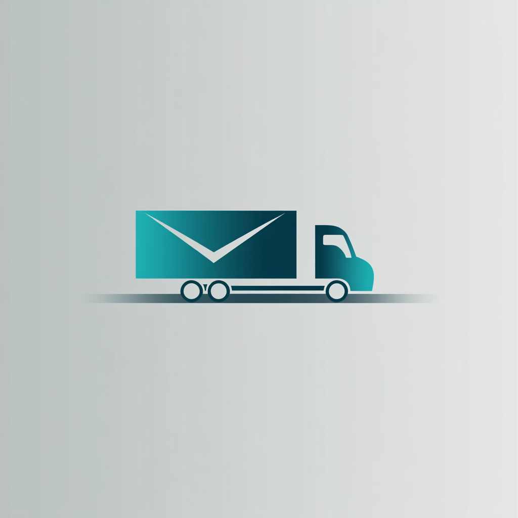 Logo for shipping company with envelope on truck.