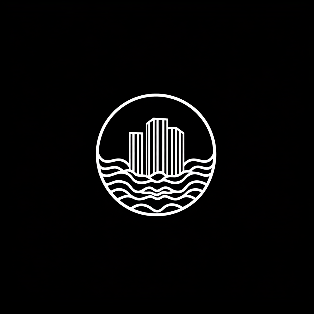 Logo symbolizing architecture, marine biology, neighborhoods, material science.