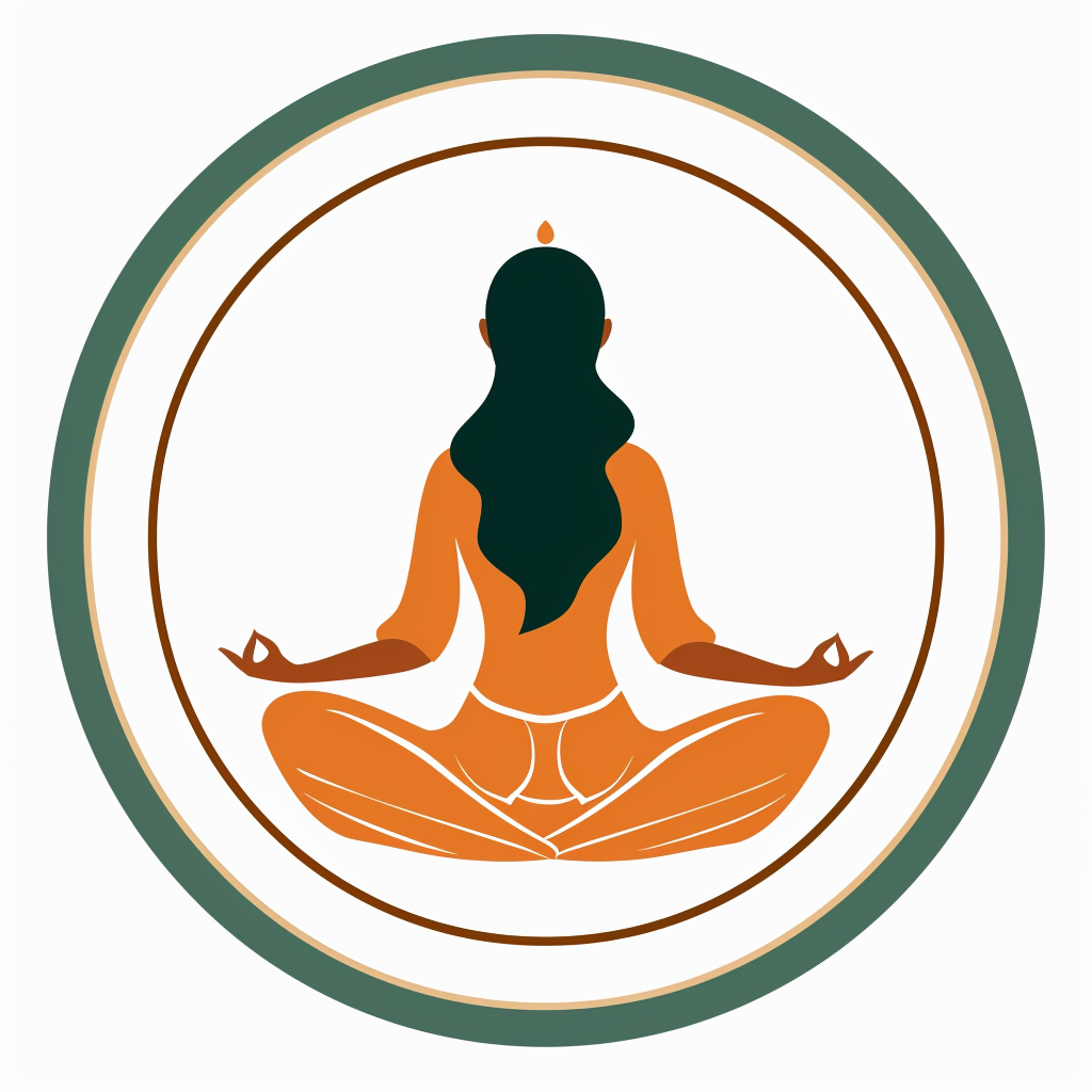 Logo vector of meditating woman - Hindi connection, circle design.