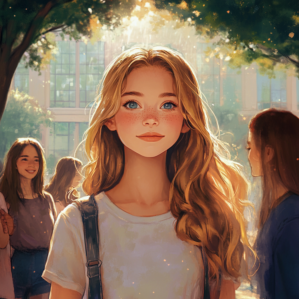 Lonely 12-Year-Old Girl with Heterochromia Illustration