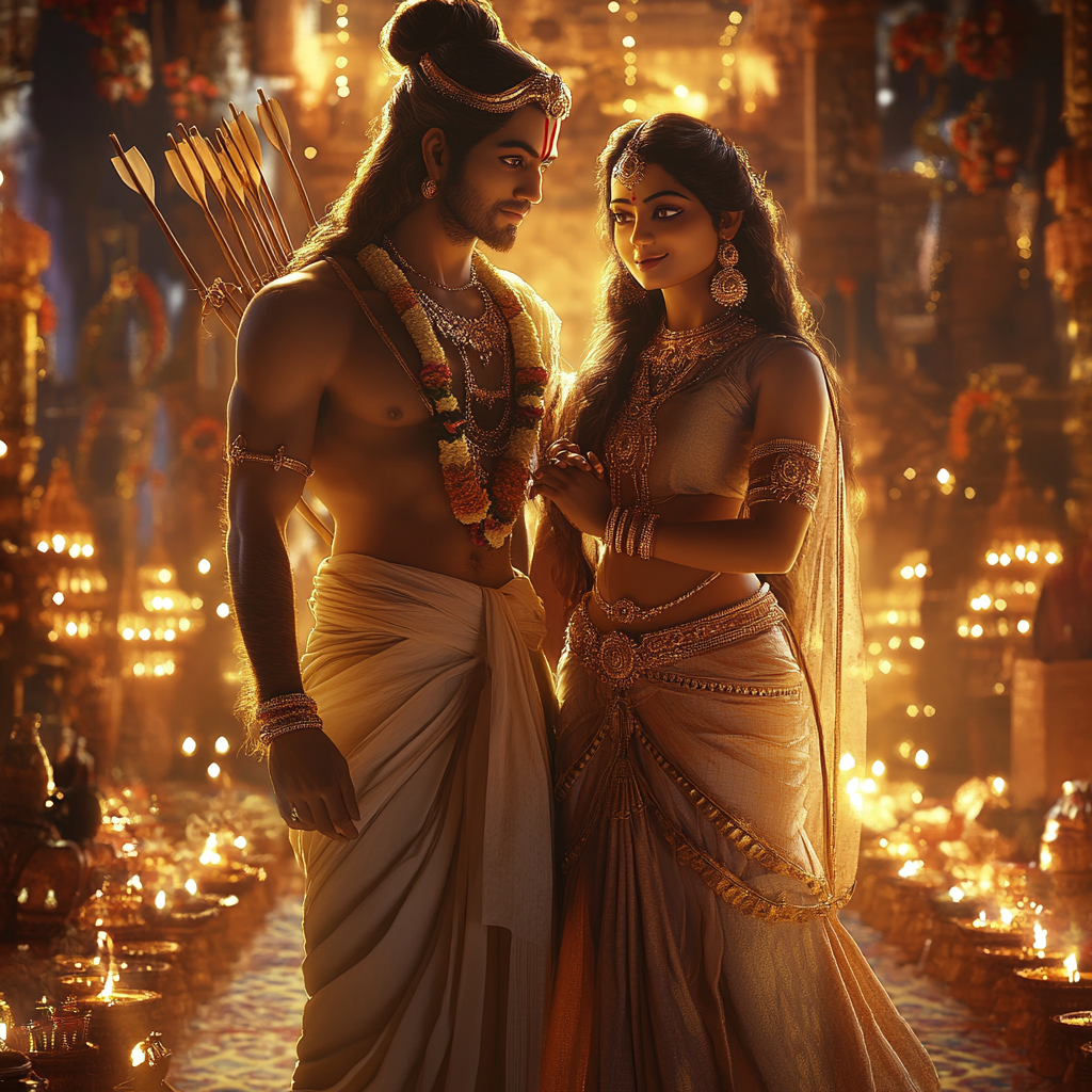 Lord Ram and Maa Sita Blessing Diwali Celebrations