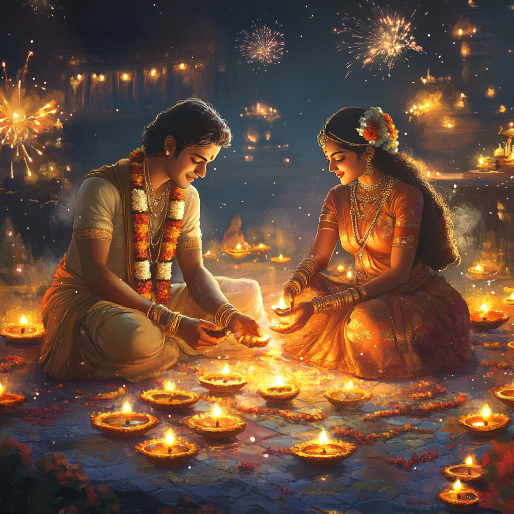 Lord Ram and Maa Sita Celebrate Diwali Together