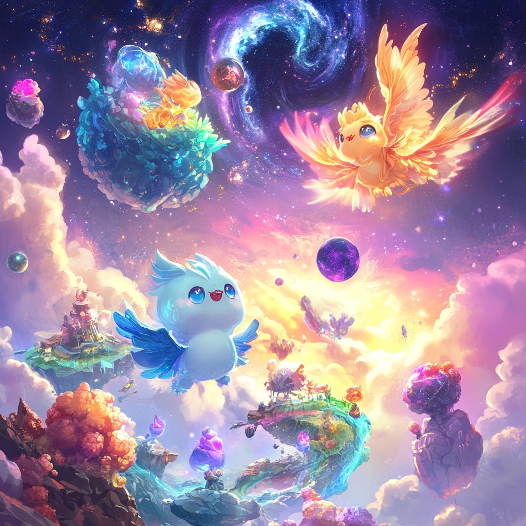 Luna and Sol's Cosmic Adventure with Magical Creatures