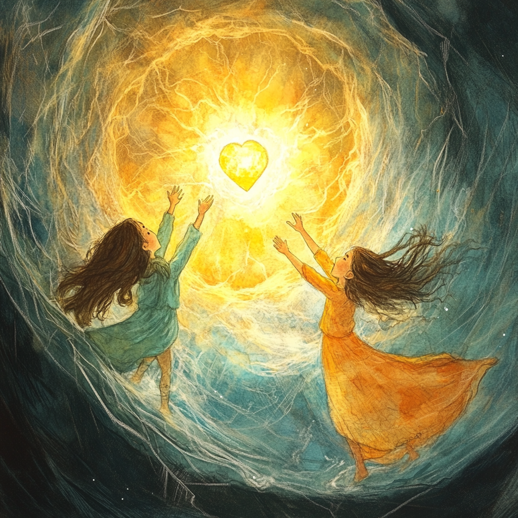 Luna and Sol Reaching the Radiant Heart of Truth