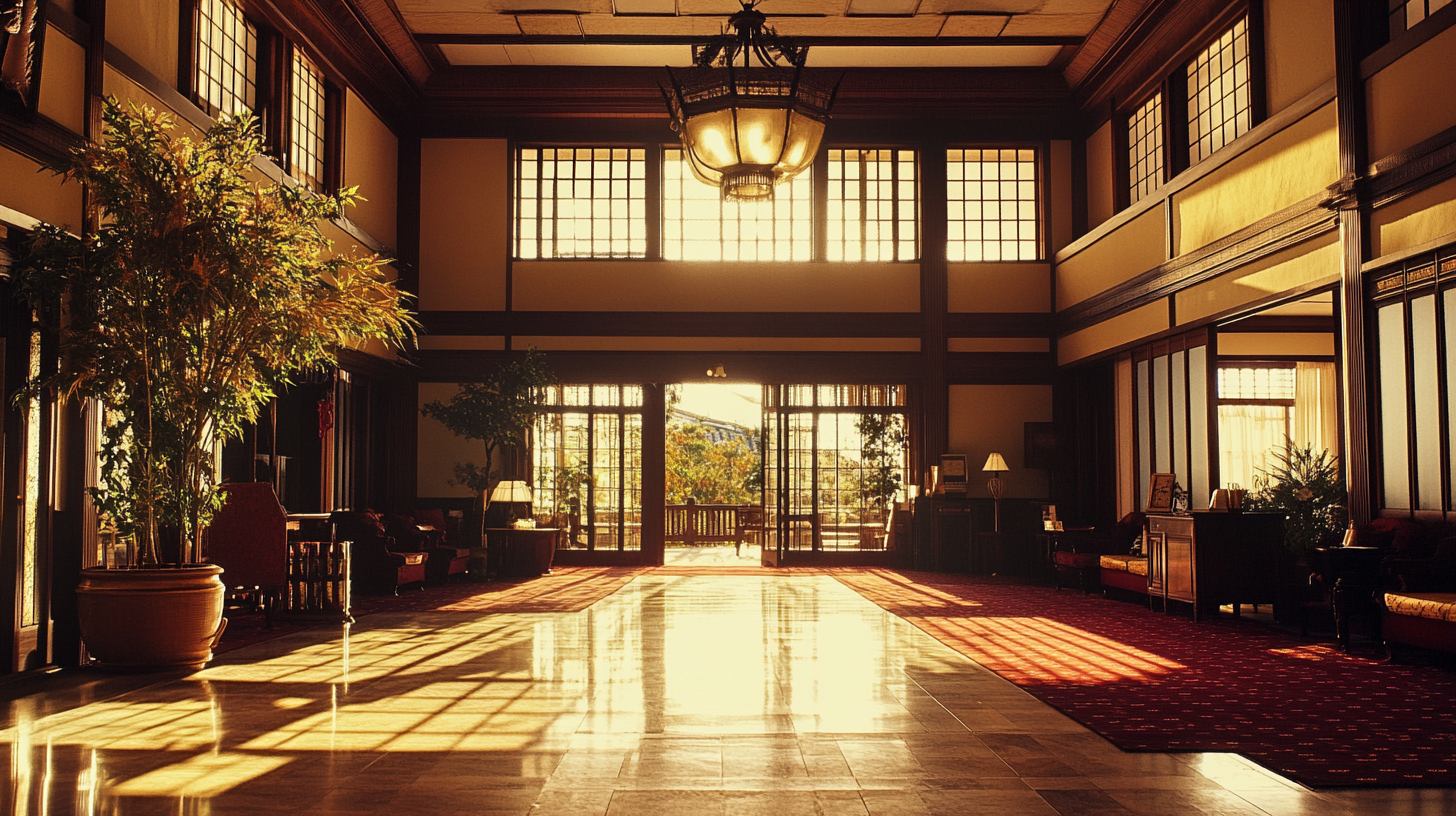 Luxurious 19th Century Japanese Hotel Lobby in Color