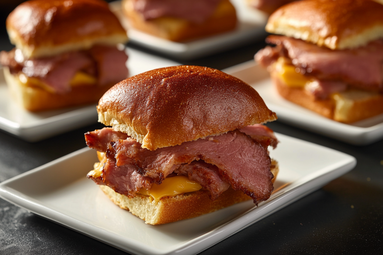 Luxurious Beef and Cheddar Slider Close-up Shot