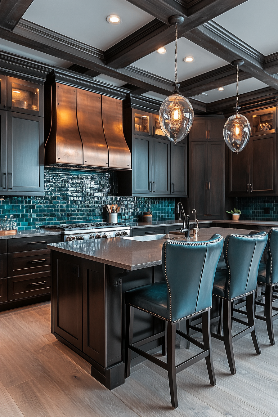 Luxurious Coffee-Toned Kitchen with Copper Accents