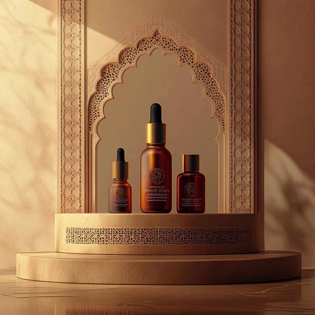 Luxurious Moroccan Organic Cosmetics: Elegant Advertisement Poster