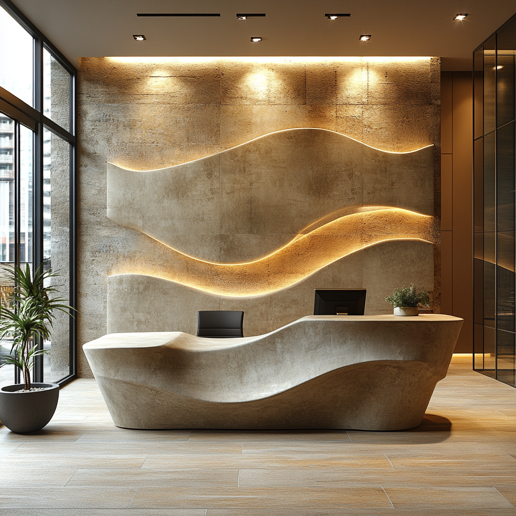 Luxurious Reception Desk for Investors in Headquarters Building