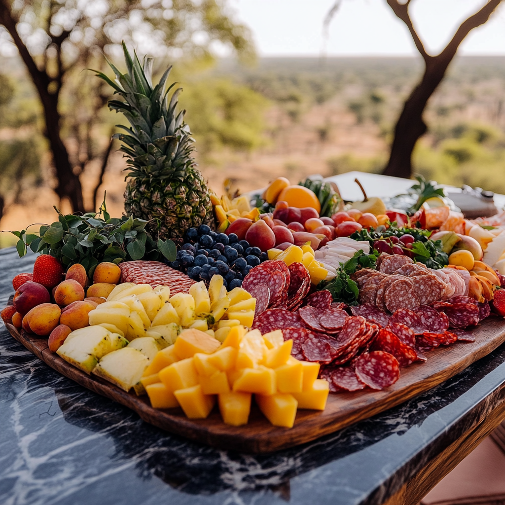 Luxury Outdoor Fruit Charcuterie Board on Marble Surface