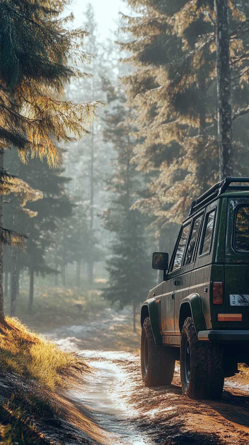 Luxury SUV in Pine Forest: A Forest Adventure