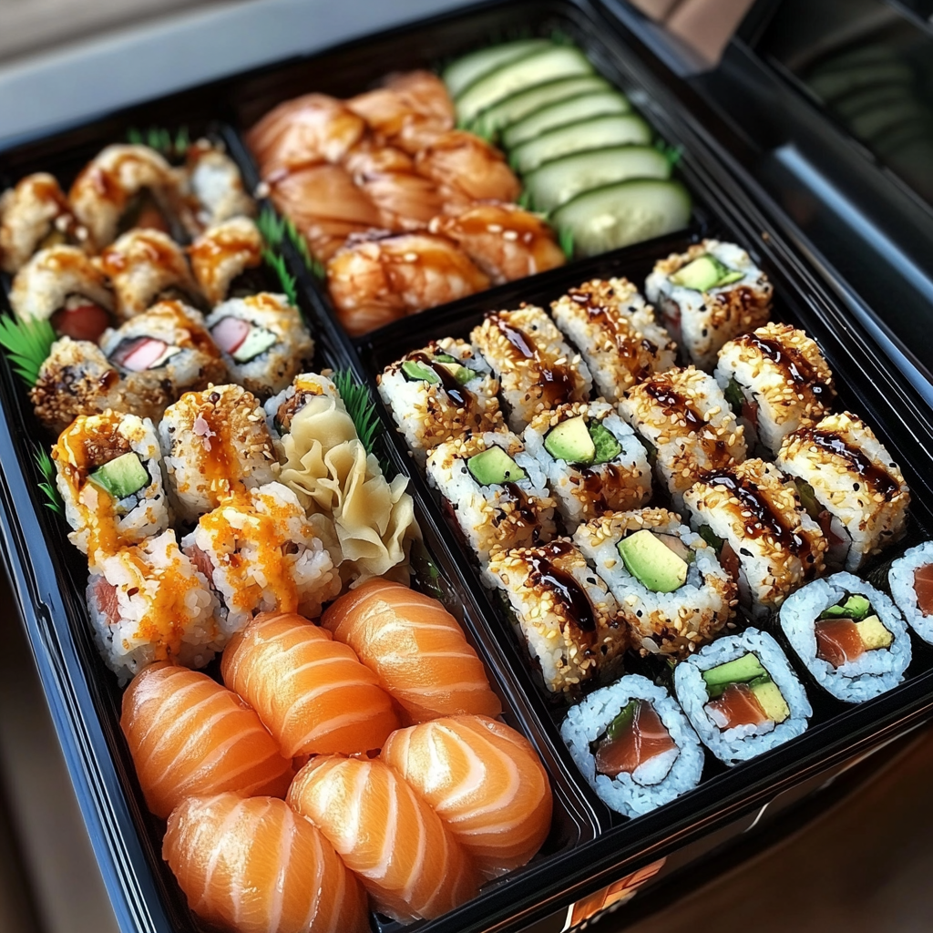 Luxury Sushi Set Menu Variety Stock Photo