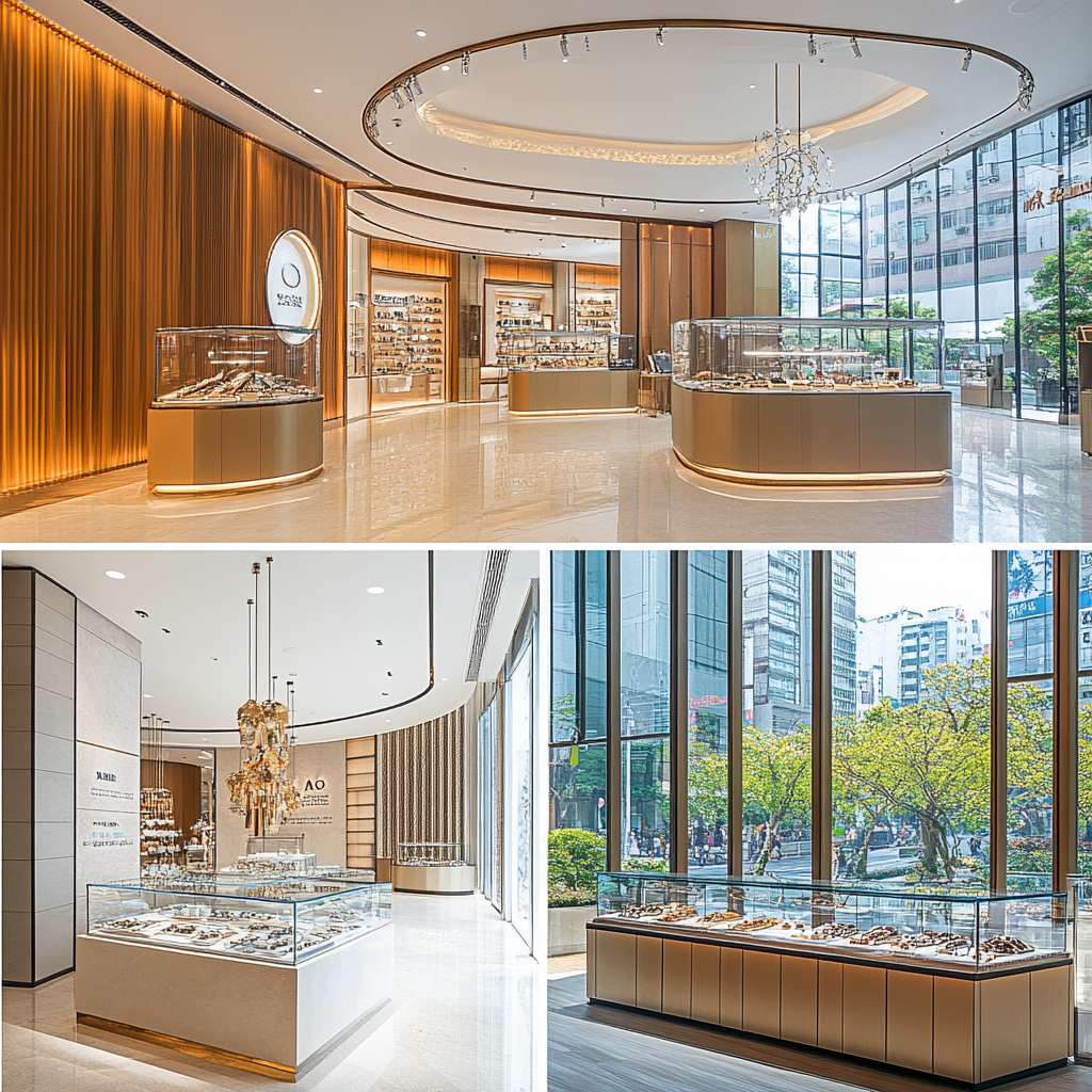 Luxury retail shops in Taiwan's busy city