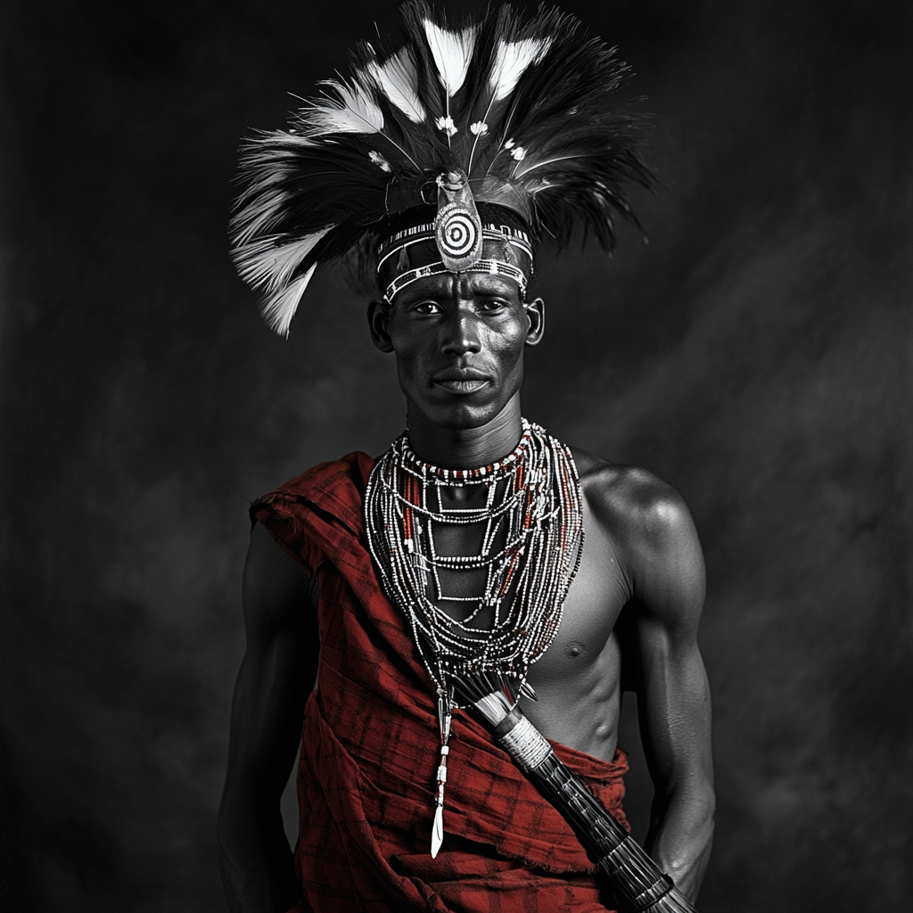 Maasai tribe skilled in traditional dance jumping high.