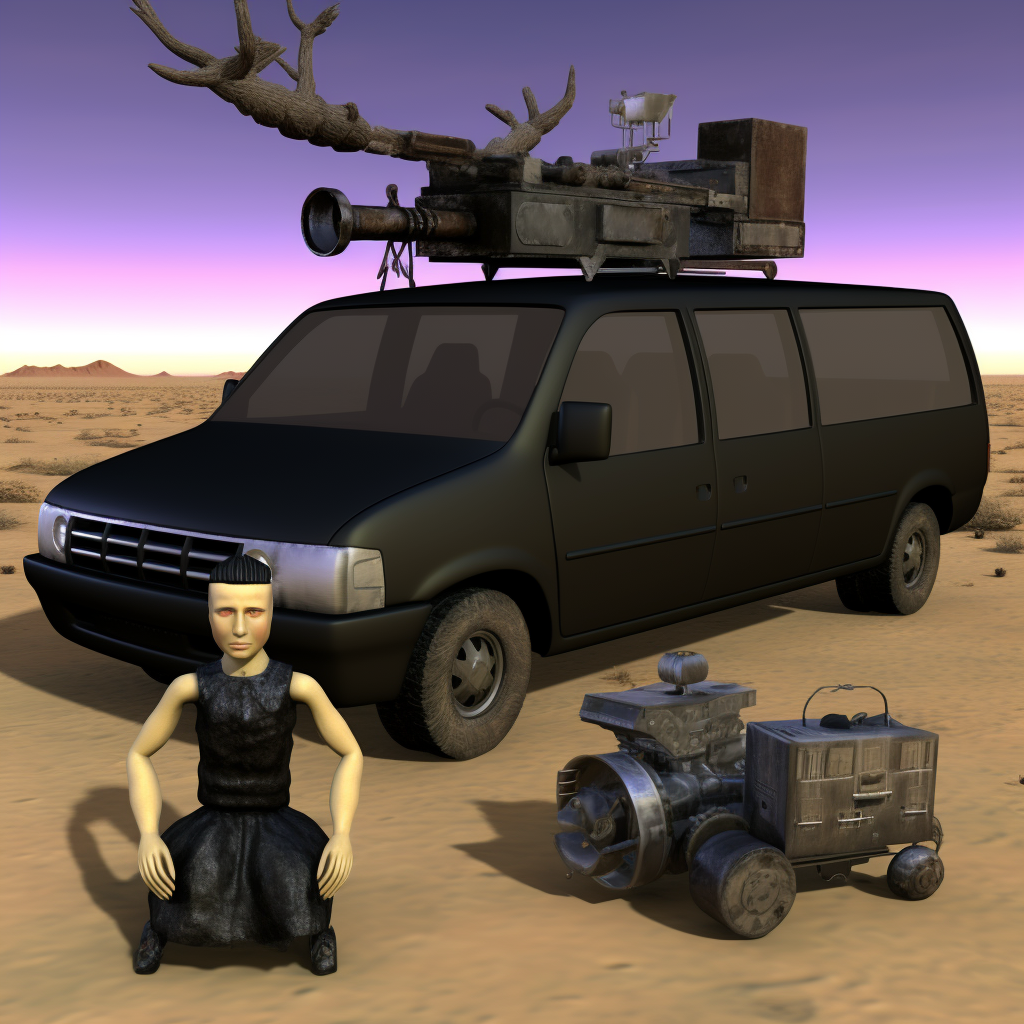 Mad Max style armored mini van with guns