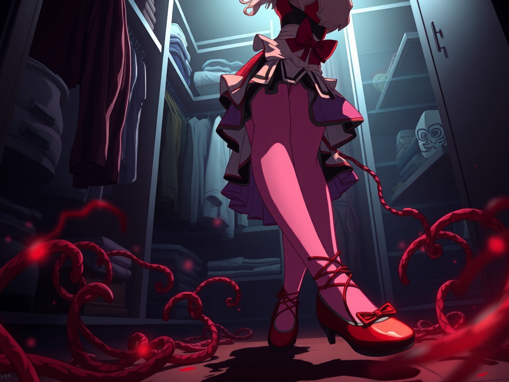 Madoka Kaname ensnared in corrupting abyss of ballet flats.