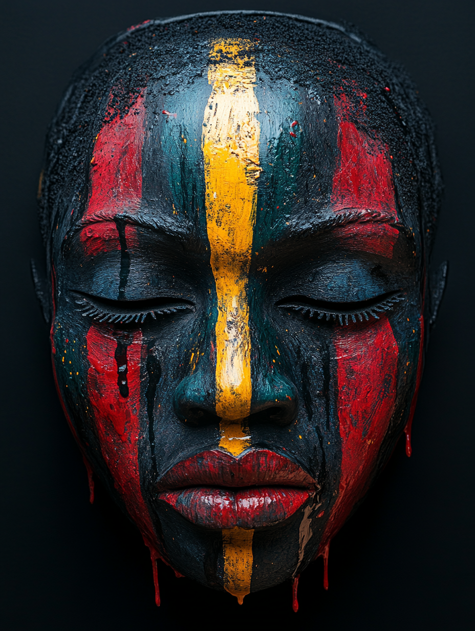 Magazine cover featuring African tribal mask with colorful paint.