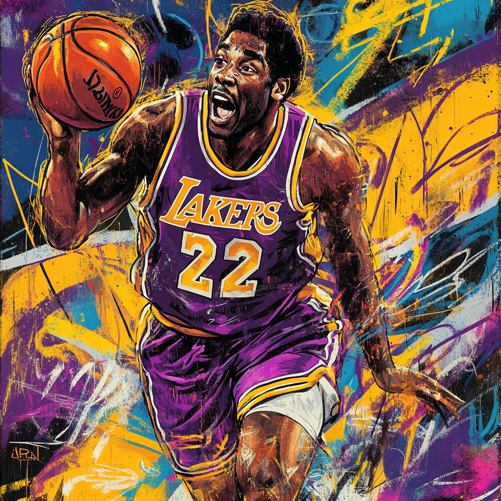 Magic Johnson Basketball Poster Graffiti Art Capture