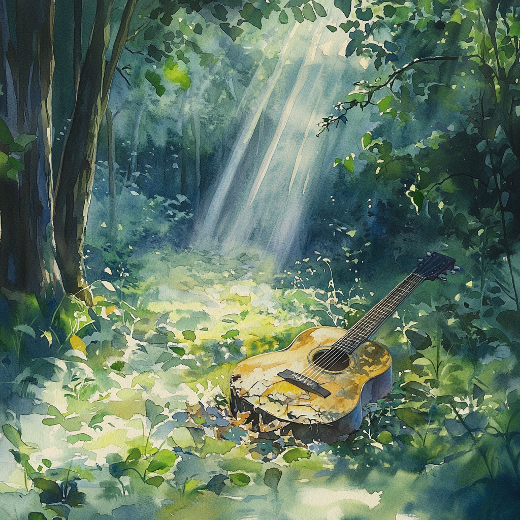 Magical Forest Guitar in Sunlight