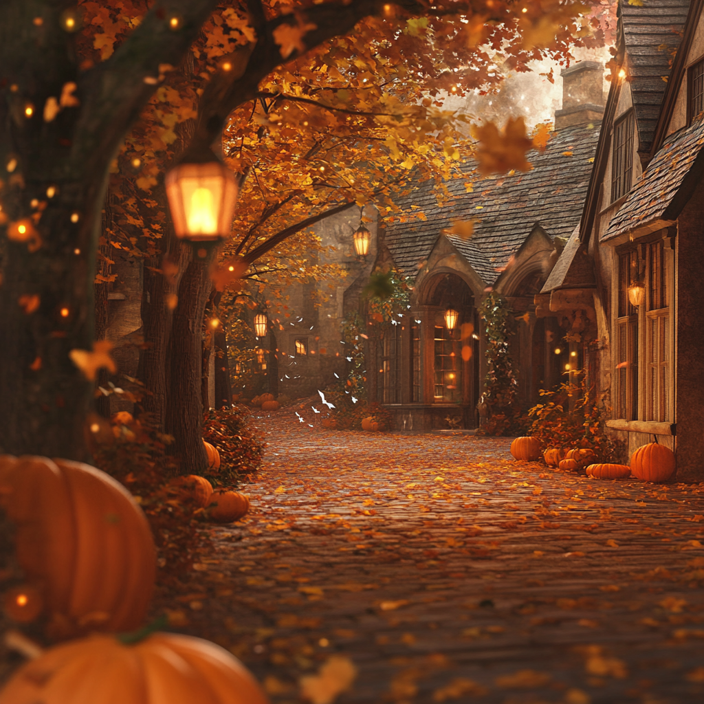 Magical Harry Potter scene with autumn charm and whimsy.