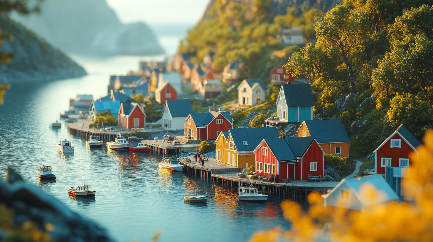 Magnificent image of eco-resort at Golden Hour dock.