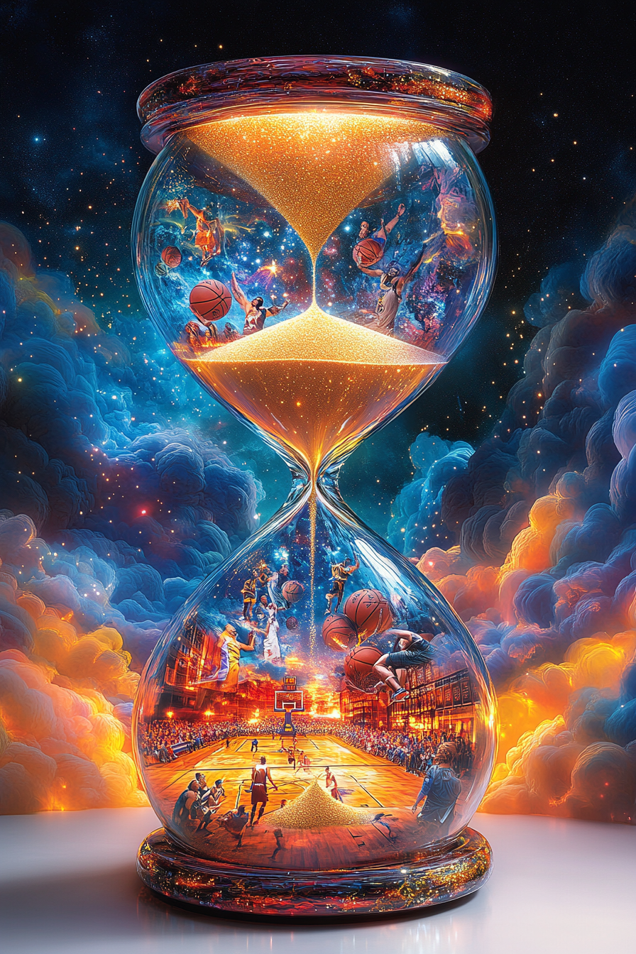 Majestic Celestial Basketball Hourglass Fantasy Art.