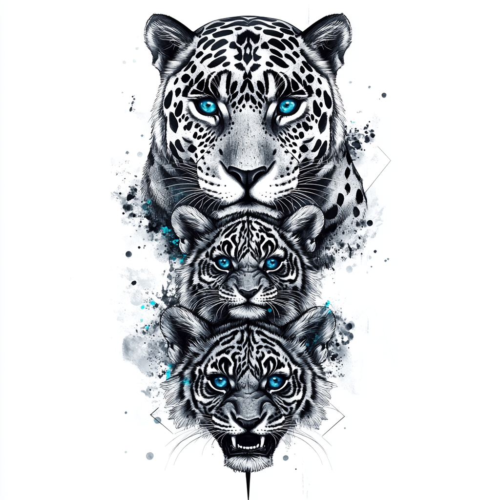 Majestic Jaguars and Playful Cubs Tattoo