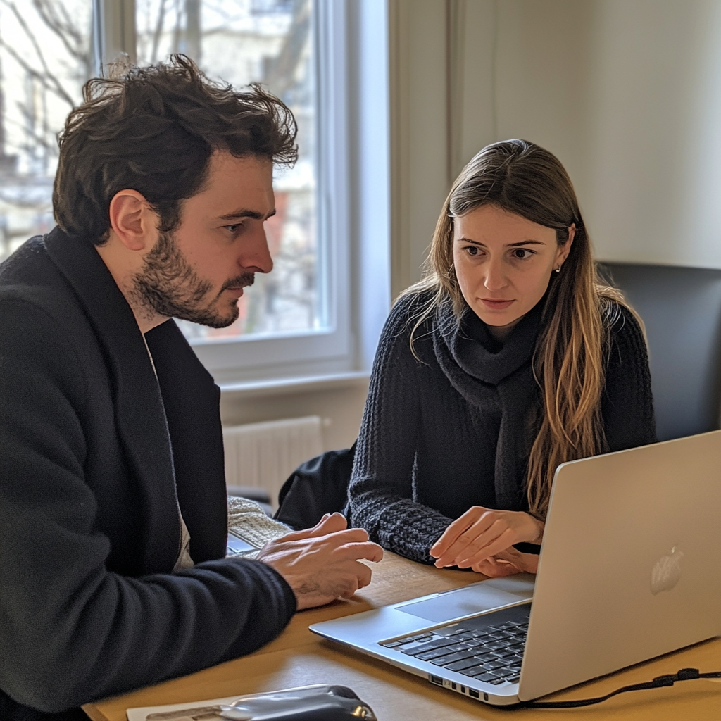 Man at Laptop with Female Investigator in Test Room