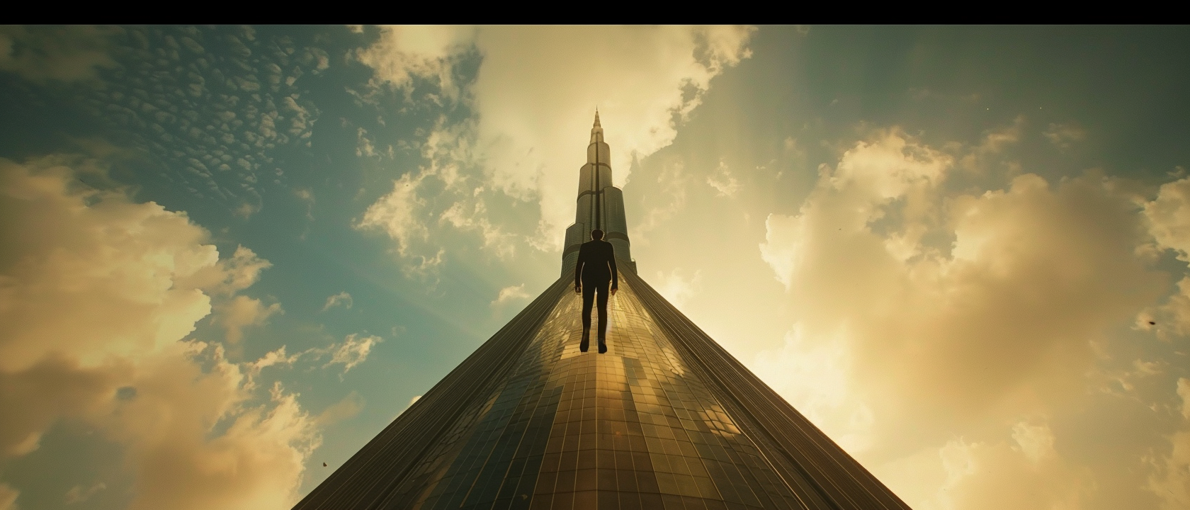 Man standing on Kingdom Tower in Saudi Arabia