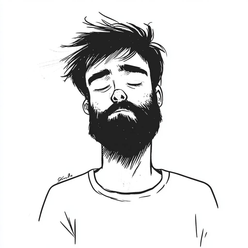 Man with Beard in Simple Cartoon Style