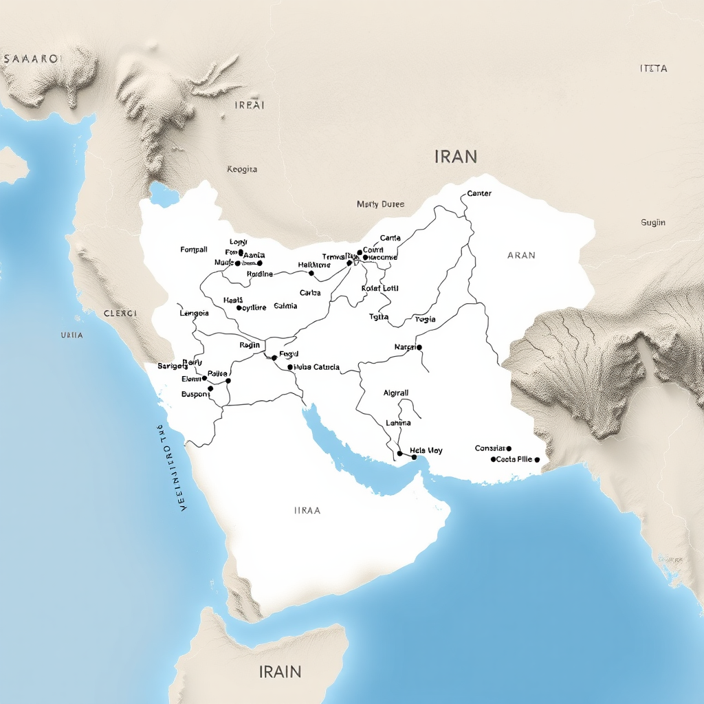 Map of Iran - A country in Asia.